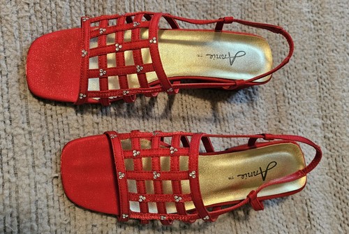 Sandali rossi con - con, strass