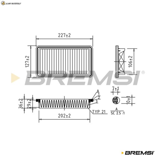 Filtro aria fa1025 per - filtro,