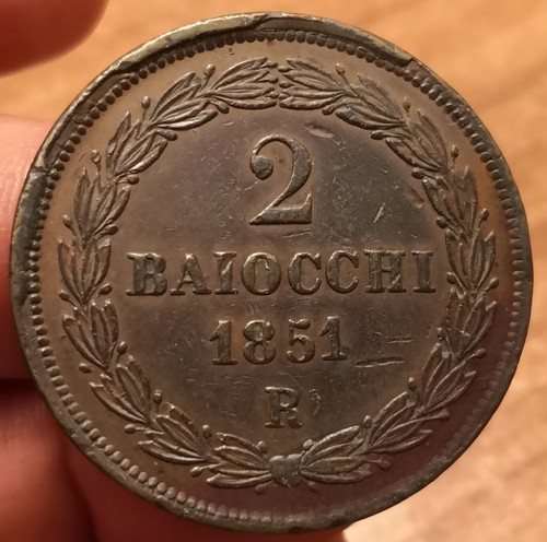 Moneta baiocchi 1851 - moneta, roma