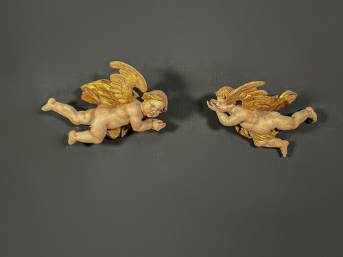 Coppia putti laccati dipinti - coppia,