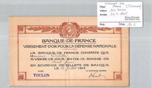Billet francia versamento - billet,