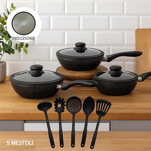 Set padelle induzione pietra - set,