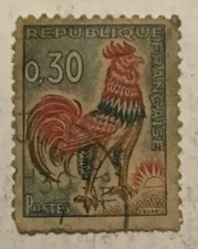 Francobollo francese raro "gallo" 0,30 cts