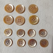 LOTTO DI N° 14 Bottoni IN VERA MADREPERLA "Luisa Via Roma" col. Miele