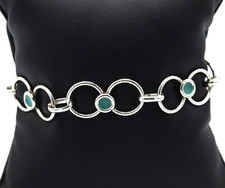 Bracciale in argento 800 vintage anni '70 Italia con smalto verde da donna