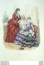 Gravure Mode illustree 1870 # 48 (Old Fashion plate)