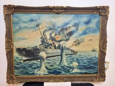 Dipinto Olio Su Tela / Nave Da