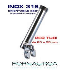 PORTACANNA IN ACCIAIO INOX 316 A BATTAGLIOLA PULPITO REGOLABILE PER BARCA PESCA