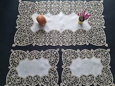 Set 3 centrini in puro lino