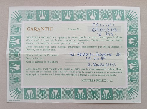Rolex guarantee warranty - rolex,