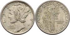 USA 1 Dime 1919 Silber 2,5 g