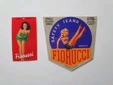 FIORUCCI SAFETY JEANS ADESIVI Lotto 2 Pezzi OLD STICKER VINTAGE ORIGINAL