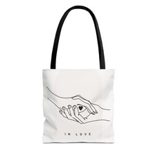 Holding Hands Line Art Tote