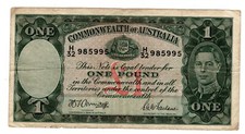 Banconota Australia AUSTRALIA 1 dollaro ND 1942 P26 COMMONWEALTH KING GEORGES IV