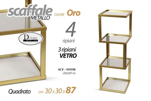 Scaffale moderno metallo oro - , 4