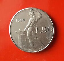 50 LIRE 1979 ERRORE - ECCESSO DI METALLO SOTTO LA L DEL VALORE [C064]