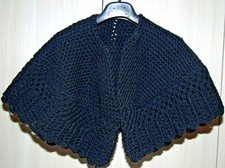 SCIALLE Mantella lana UNCINETTO  Fatto a mano Handmade - Lana Nero