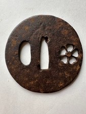 Antico ferro tsuba sakura