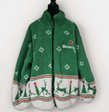 Heineken Sherpa Fleece Jacket XL Maglione Brutto Natale Renna Cappotto Invernale