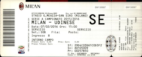 Biglietto stadio milan udinese - milan,