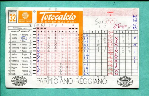 Schedina totocalcio del - schedina,