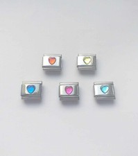 charms 5 cuori di cristallo, 5 colori adatti per bracciale nomination stile