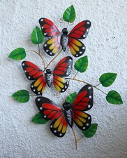 Pannello con farfalle in metallo creato e colorato mano cm 57x40 dipinte realizz