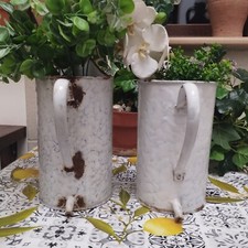 COPPIA ANTICHI IRRIGATORI DA PARETE IN METALLO ANNI 30 LATTE PORTA FIORI PIANTE