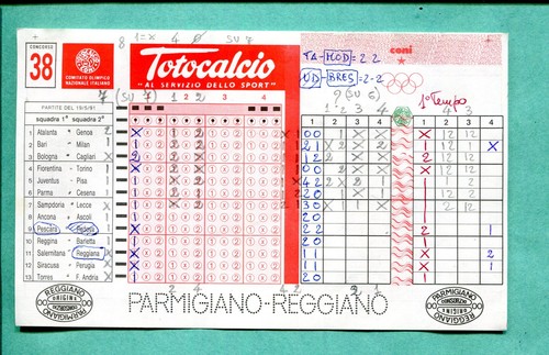 Schedina totocalcio del - totocalcio,