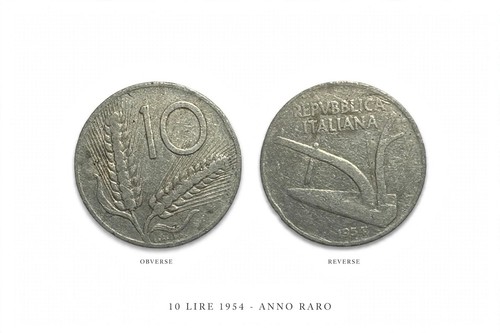 Moneta lire 1954 repubblica - lire,