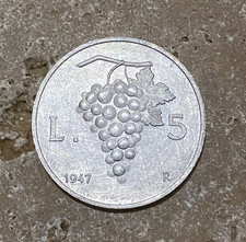 5 Lire   1947 UVA  Repubblica