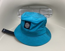 Cappello Berretto Secchiello Stone Island Nylon Metallo Logo Turchese Taglia M Nuovo con etichette