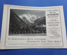 PUBBLICITA' 1913 FERROVIA ALPI BERNESI JUNGFRAU BERNA LOTSCHEBERG DOMODOSSOLA