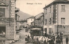 dq16 cartolina montoggio via molino corriera a cavalli genova super 1913