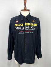 Camicia casual Aeronautica Militare nera ricamata grande logo manica lunga taglia 2XL