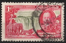 SG31 usato 1935 1d RHODESIA MERIDIONALE Cascate Vittoria Argento Giubileo Re Giorgio V