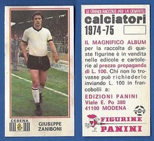 FIGURINA CALCIATORI PANINI  1974/75 - NUOVA/NEW  - 116 ZANIBONI - CESENA