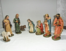 Statuine presepe Natività 8 pezzi in gesso vintage anni '50/ '60 - 20 cm