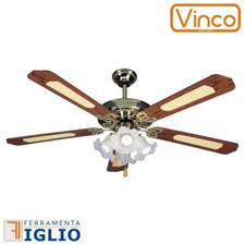 Ventilatore da a Soffitto Lampadario con 4 Luci 5 Pale Ø 132cm 65W 3 Velocità