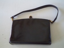 BORSA BORSETTA PELLE NERA A MANO BRACCIO DA SERA - VINTAGE ANNI '50