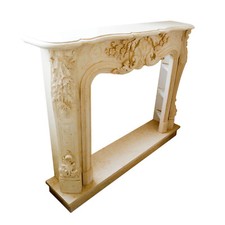 Camino Marmo Giallo Siena Decorazione Classica Luigi XVI Fireplace Flame L.150