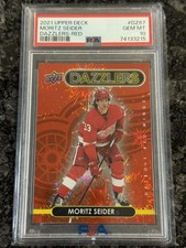 2021-22 Upper Deck Abbaglianti Colore Rosso Match Moritz Seider RC Red Wings PSA 10