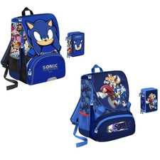 ZAINO Scuola Estensibile piu' Astuccio 3 zip con 45 pezzi -SONIC DUE -2023/2024