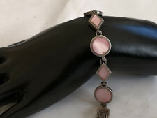 Bracciale antico argento 925 vintage madreperla rosa argento sterling bracciale