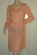 VINTAGE SOTTOVESTE CAMICIA DA NOTTE SALMONE PIZZO 3 SEXY LINGERIE INTIMO
