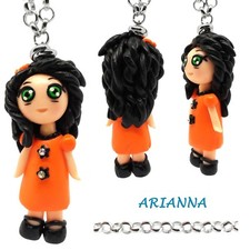 Collana collane con Bambola Bambolina Kawaii fatta a mano in fimo Arancione idea
