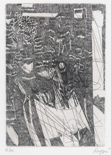 RUGGERI PIERO " COMPOSIZIONE " 1974/75  ACQUAFORTE -  GRAFICA - INCISIONE