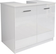 Base ERA113BILU Mobile Copricolonna Sottolavabo in Kit da Montare con 2 Ante Bia