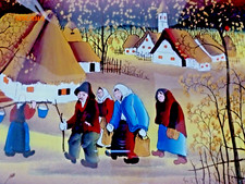 QUADRO NAIF DIPINTO SU VETRO A