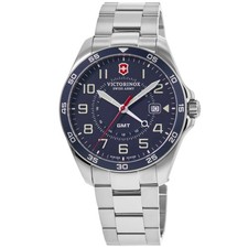 Nuovo orologio da uomo Victorinox Swiss Army Fieldforce GMT classico quadrante blu 241896